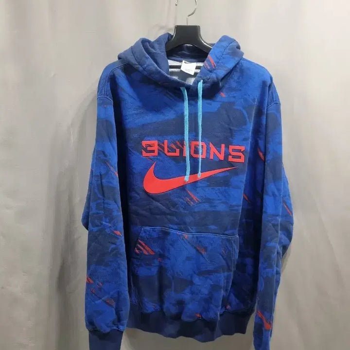 [BUNJANG] Nike Lions Printed Hoodie / 나이키 블루 후드티 LIONS 프린팅