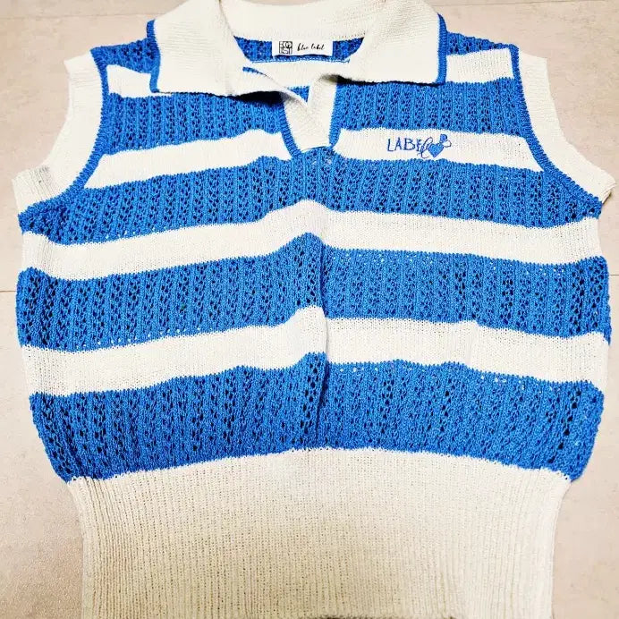 [BUNJANG] Egoist Blue Punching Knit Vest / 에고이스트 블루 카라 펀칭니트조끼 폴1302