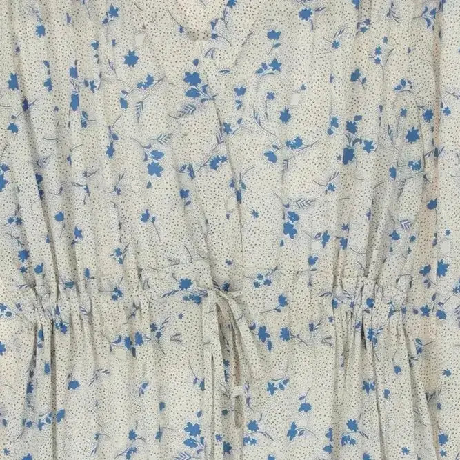 [BUNJANG] Floral Print Long Ivory Dress / 아이보리 바탕 파란꽃 롱 원피스