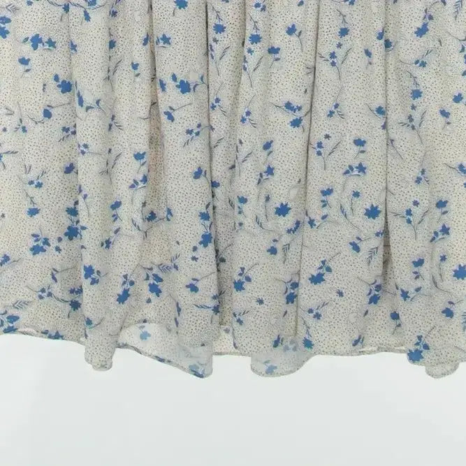 [BUNJANG] Floral Print Long Ivory Dress / 아이보리 바탕 파란꽃 롱 원피스