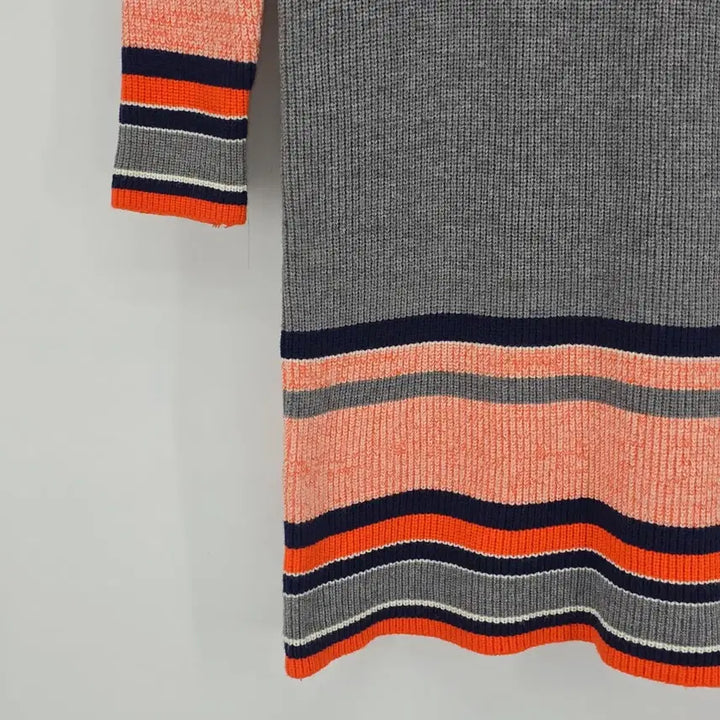[BUNJANG] Gray Striped Knit Long Dress / 회색 스트라이프 니트 롱 원피스 C30042