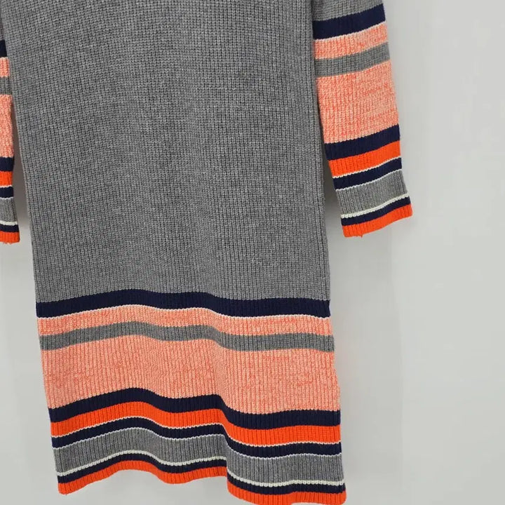[BUNJANG] Gray Striped Knit Long Dress / 회색 스트라이프 니트 롱 원피스 C30042