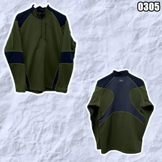 [BUNJANG] Adidas Khaki Half-Zip Fleece Functional T-shirt / XL 아디다스 카키 반집업 기모 기능성티셔츠