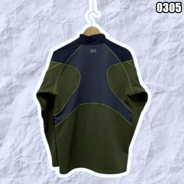 [BUNJANG] Adidas Khaki Half-Zip Fleece Functional T-shirt / XL 아디다스 카키 반집업 기모 기능성티셔츠