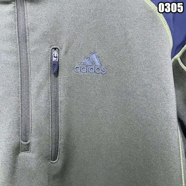 [BUNJANG] Adidas Khaki Half-Zip Fleece Functional T-shirt / XL 아디다스 카키 반집업 기모 기능성티셔츠