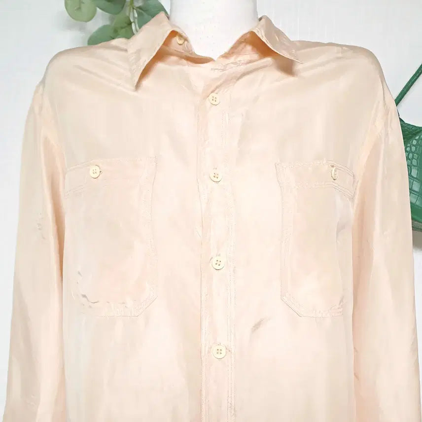 [BUNJANG] Eclia Silk 100% Long Shirt / 에끌리아 실크100% 여리여리 롱셔츠 66 77 살구핑크
