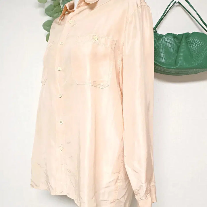 [BUNJANG] Eclia Silk 100% Long Shirt / 에끌리아 실크100% 여리여리 롱셔츠 66 77 살구핑크