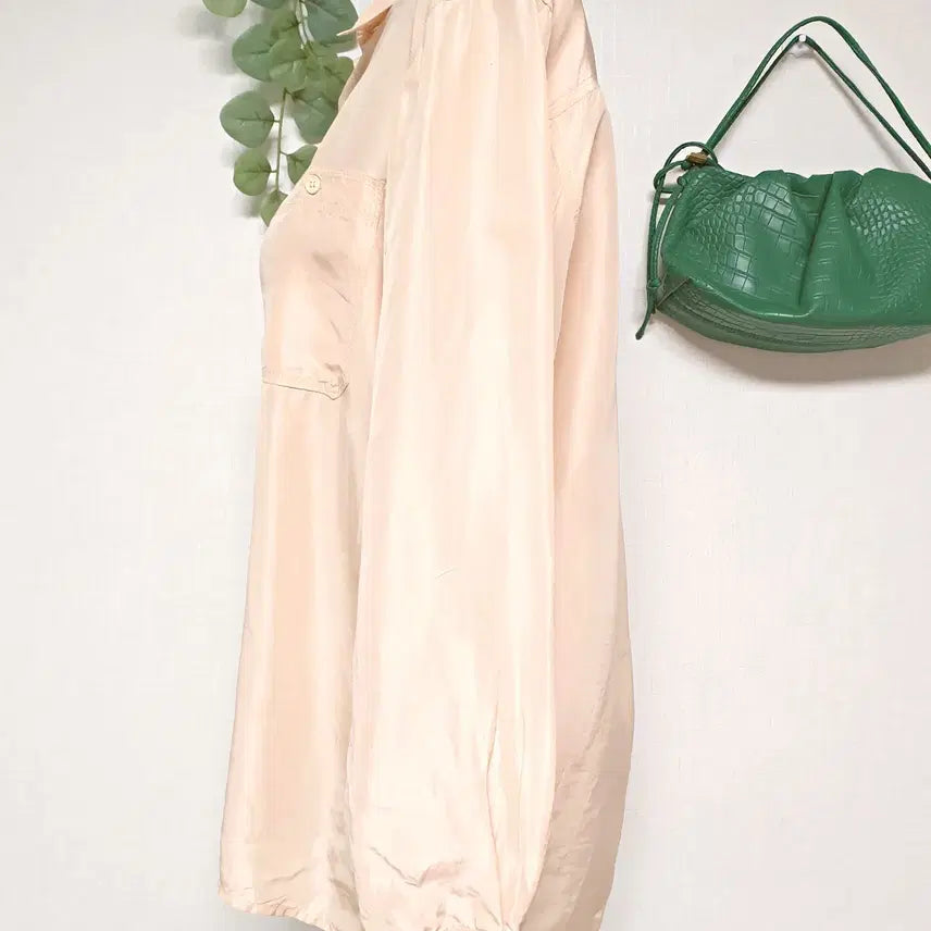 [BUNJANG] Eclia Silk 100% Long Shirt / 에끌리아 실크100% 여리여리 롱셔츠 66 77 살구핑크