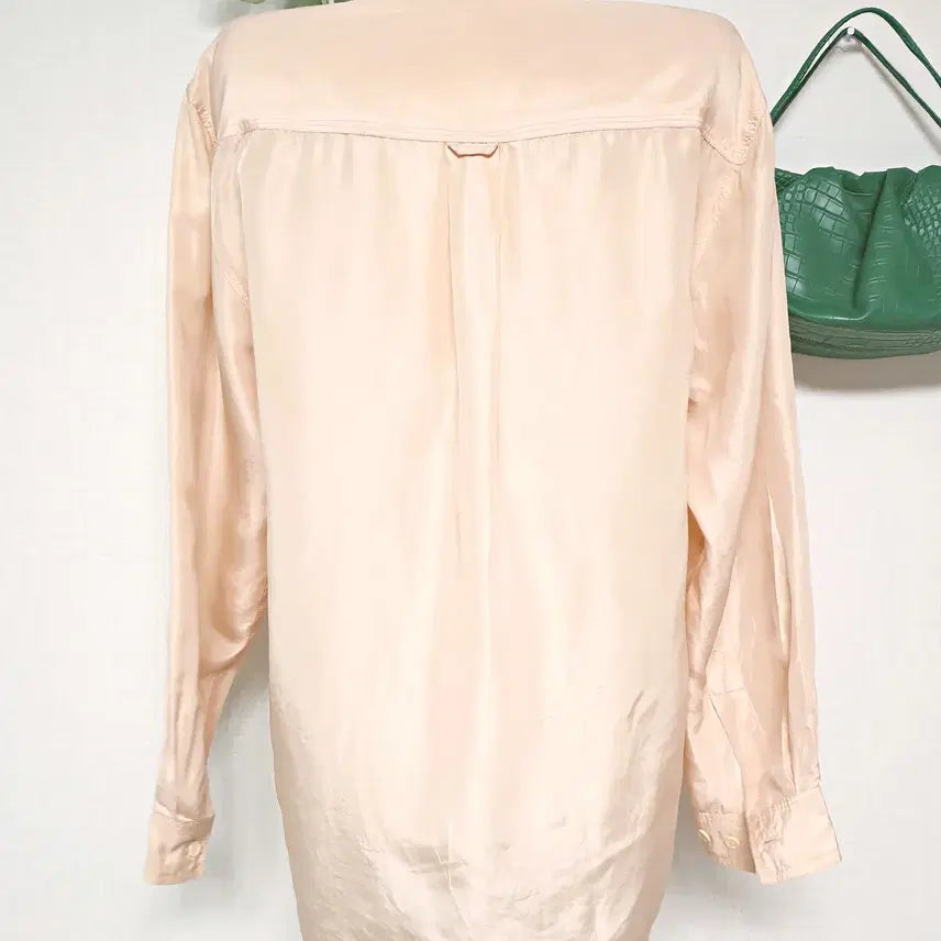 [BUNJANG] Eclia Silk 100% Long Shirt / 에끌리아 실크100% 여리여리 롱셔츠 66 77 살구핑크