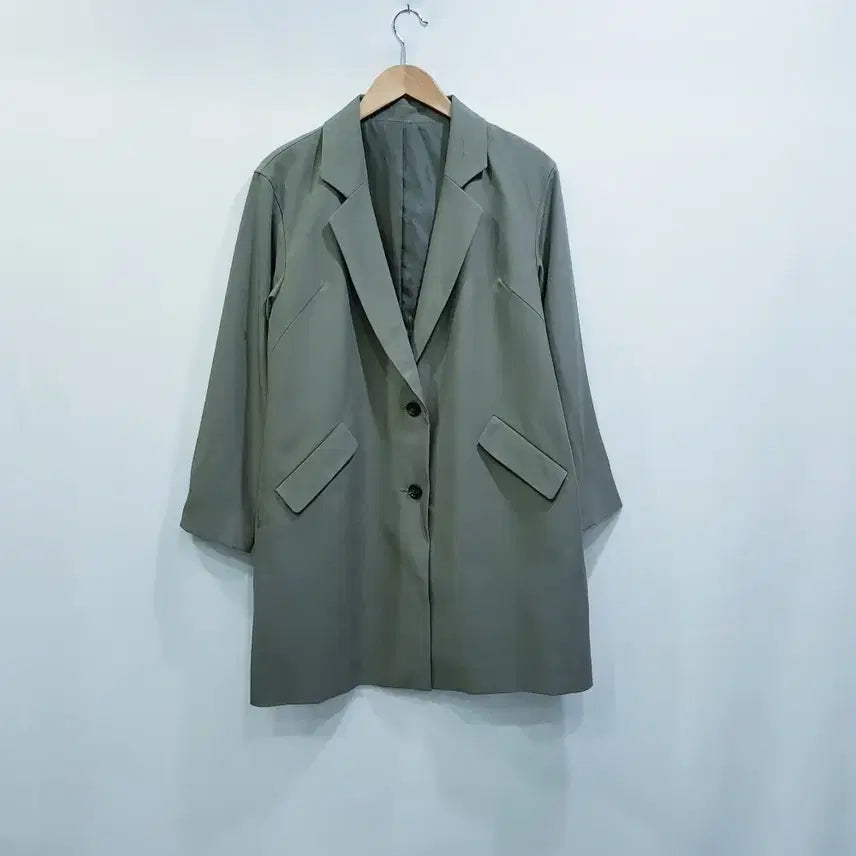 [SOLD OUT] 빈티지 카키색 오피스룩 긴팔 숄카라 하프 자켓 여L Q10