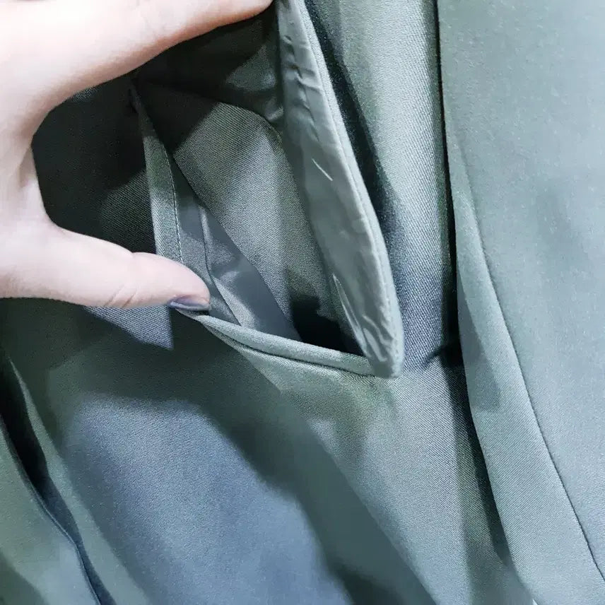 [SOLD OUT] 빈티지 카키색 오피스룩 긴팔 숄카라 하프 자켓 여L Q10