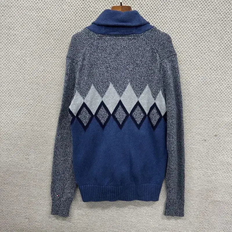 [BUNJANG] Tommy Hilfiger Argyle Knit Cardigan S / 타미힐피거 숄카라 아가일 니트 가디건 S A07324