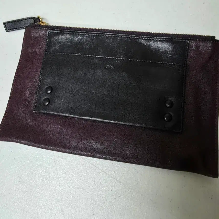 [BUNJANG] Chloé Leather Clutch Bag / 끌로에 가죽 클러치 백 버건디/블랙