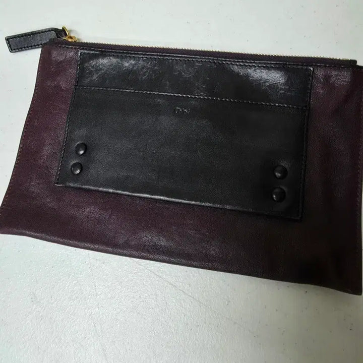 [BUNJANG] Chloé Leather Clutch Bag / 끌로에 가죽 클러치 백 버건디/블랙