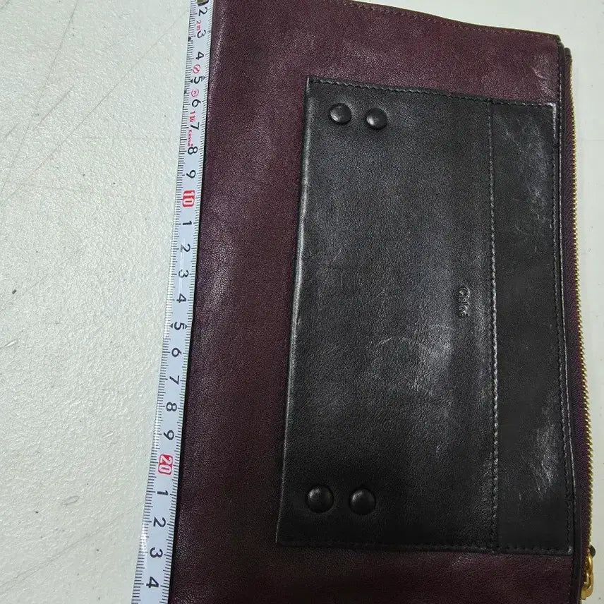[BUNJANG] Chloé Leather Clutch Bag / 끌로에 가죽 클러치 백 버건디/블랙