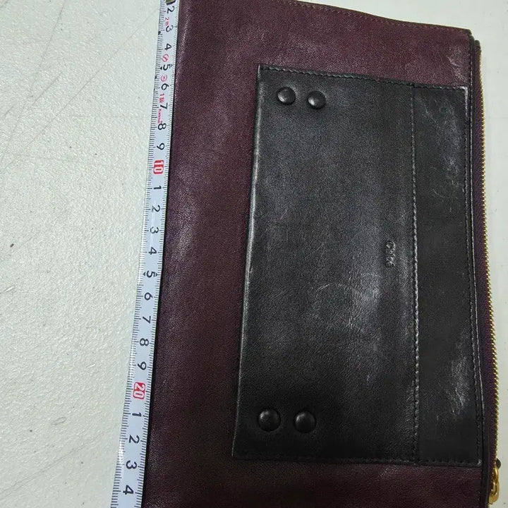 [BUNJANG] Chloé Leather Clutch Bag / 끌로에 가죽 클러치 백 버건디/블랙