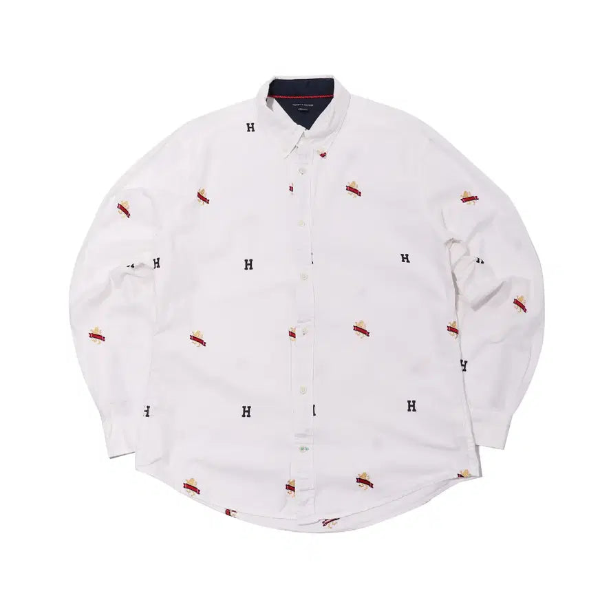 [BUNJANG] Tommy Hilfiger Flag Logo Embroidered Cotton Shirt - Size L / TOMMY HILFIGER 플래그 로고 자수 코튼셔츠 size L