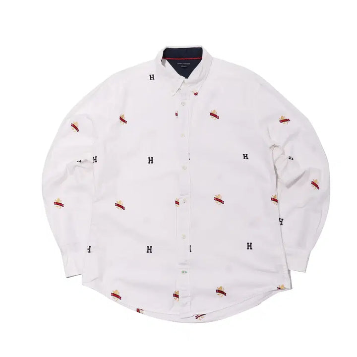 [BUNJANG] Tommy Hilfiger Flag Logo Embroidered Cotton Shirt - Size L / TOMMY HILFIGER 플래그 로고 자수 코튼셔츠 size L