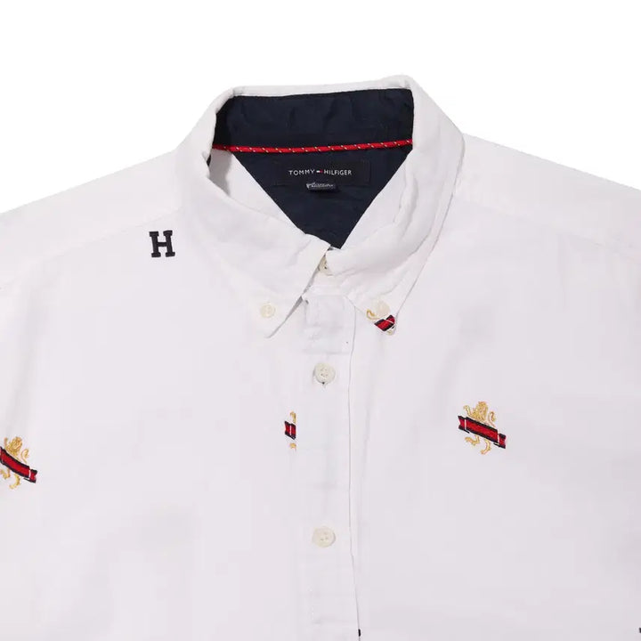 [BUNJANG] Tommy Hilfiger Flag Logo Embroidered Cotton Shirt - Size L / TOMMY HILFIGER 플래그 로고 자수 코튼셔츠 size L