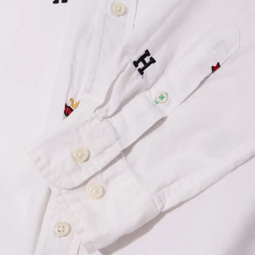 [BUNJANG] Tommy Hilfiger Flag Logo Embroidered Cotton Shirt - Size L / TOMMY HILFIGER 플래그 로고 자수 코튼셔츠 size L