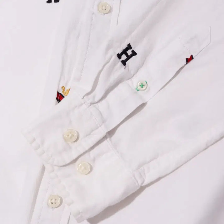 [BUNJANG] Tommy Hilfiger Flag Logo Embroidered Cotton Shirt - Size L / TOMMY HILFIGER 플래그 로고 자수 코튼셔츠 size L