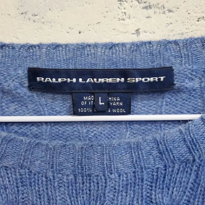 [BUNJANG] Ralph Lauren Sport Cable Knit Sweater Sky Blue L / 랄프로렌 스포츠 꽈베기 니트 스웨터 하늘색 L