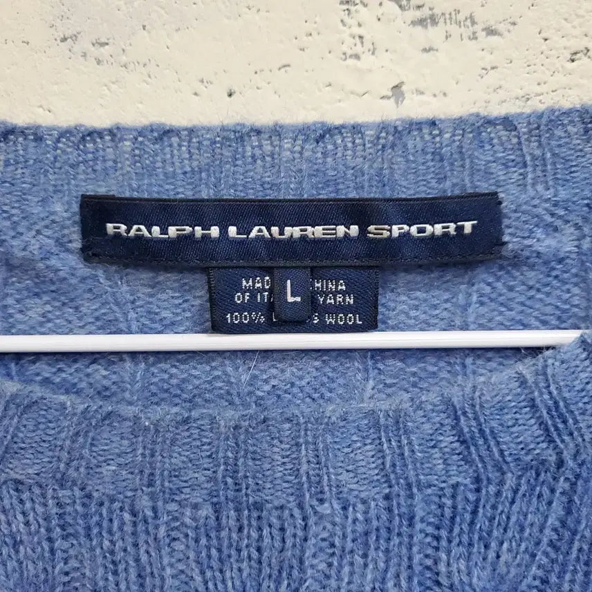 [BUNJANG] Ralph Lauren Sport Cable Knit Sweater Sky Blue L / 랄프로렌 스포츠 꽈베기 니트 스웨터 하늘색 L