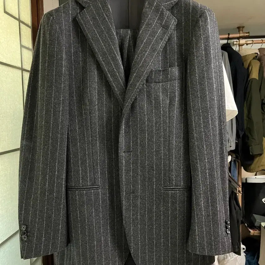 [BUNJANG] Ring Jacket Canclico Flannel Stripe Suit / 링자켓 / 까노니코 플란넬 스트라이프 수트 / 48