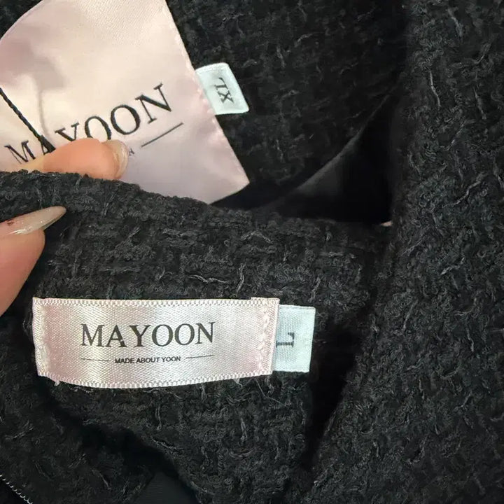 [BUNJANG] Mayyun Black Spring Tweed Jacket &amp; Skirt Set / 새상품 메이윤 블랙 스프링 트위드 자켓 스커트 셋업 자켓XL/원피스L