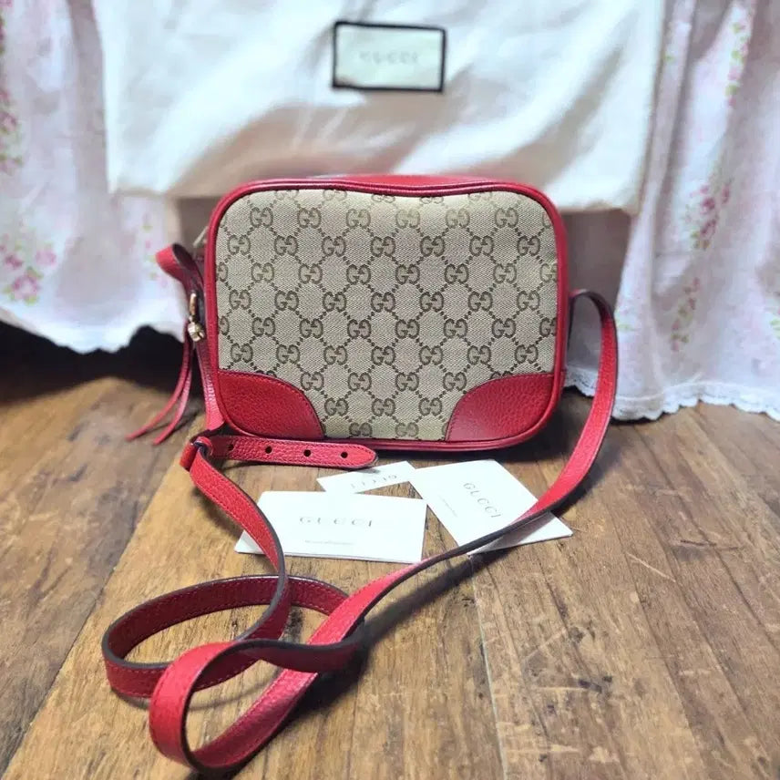 [BUNJANG] Gucci GG Logo Canvas Crossbody Bag Red / 정품 구찌 GG 로고 캔버스 크로스백 레드