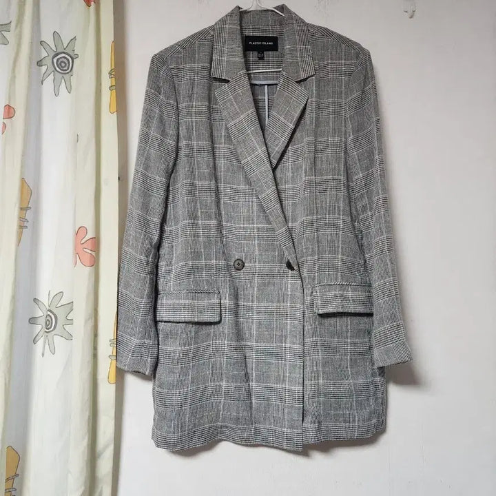 [BUNJANG] Plastic Island Check Double Jacket (S) / 플라스틱아일랜드 마 체크 더블 자켓S
