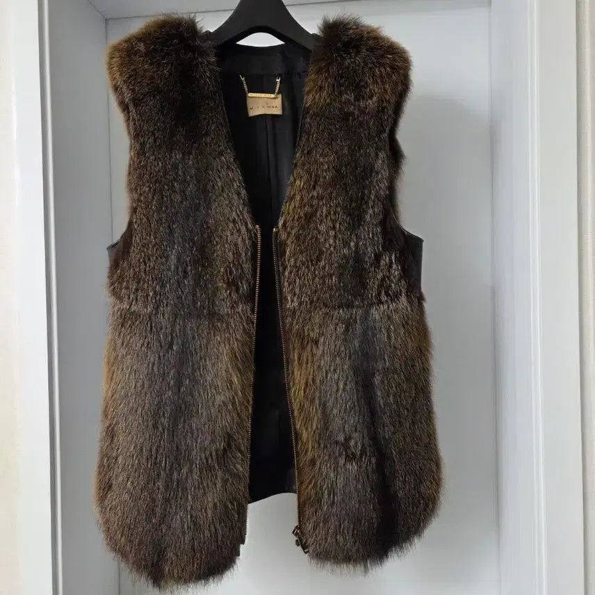 [BUNJANG] MICHAA Fox Fur Leather Vest / 미샤 MICHAA 폭스퍼 양가죽 베스트