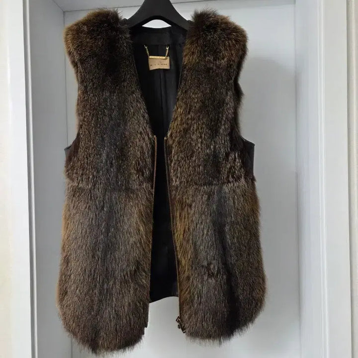 [BUNJANG] MICHAA Fox Fur Leather Vest / 미샤 MICHAA 폭스퍼 양가죽 베스트