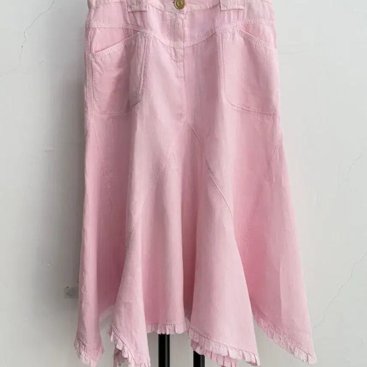 [BUNJANG] Escada Sport Linen Unbalanced Skirt Pink / 정품 에스카다 스포츠 ESCADA 린넨 언밸런스 핑크 스커트