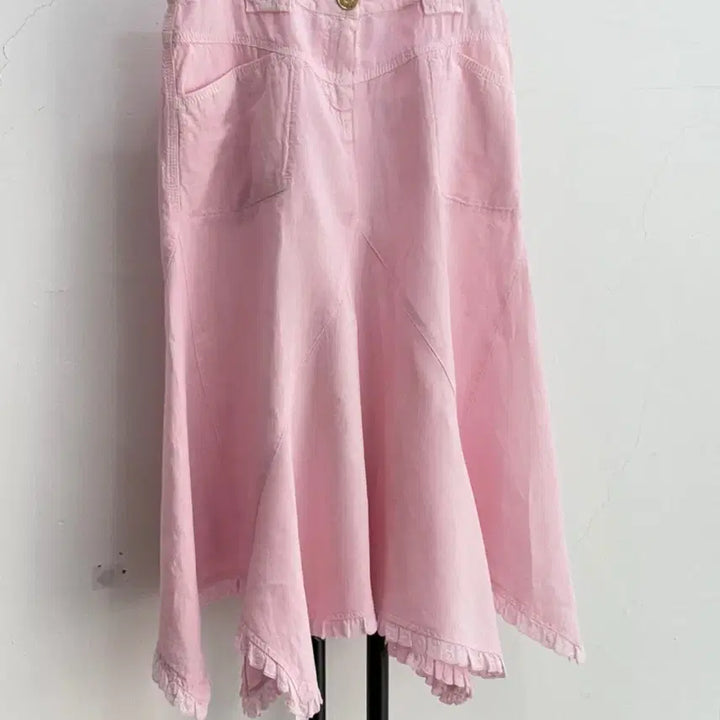 [BUNJANG] Escada Sport Linen Unbalanced Skirt Pink / 정품 에스카다 스포츠 ESCADA 린넨 언밸런스 핑크 스커트