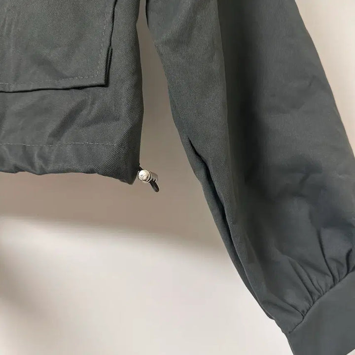 [BUNJANG] String Crop Bomber Jacket Charcoal / 스트링 크롭봄자켓 차콜