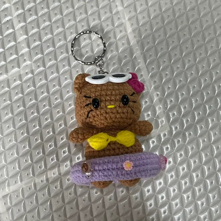 [BUNJANG] Knitted Tanning Kitty Keyring / 뜨개 태닝키티 키링