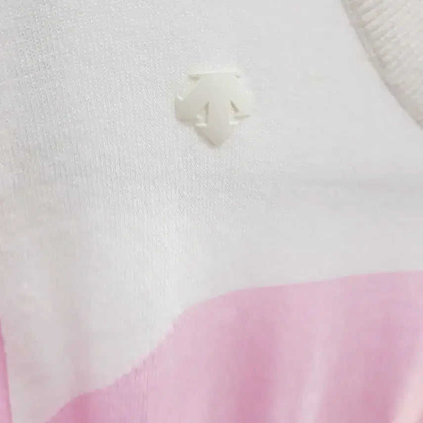 [BUNJANG] Descente Pink Color Block Knit Long Sleeve T-shirt / 데상트 핑크 배색 니트 긴팔티