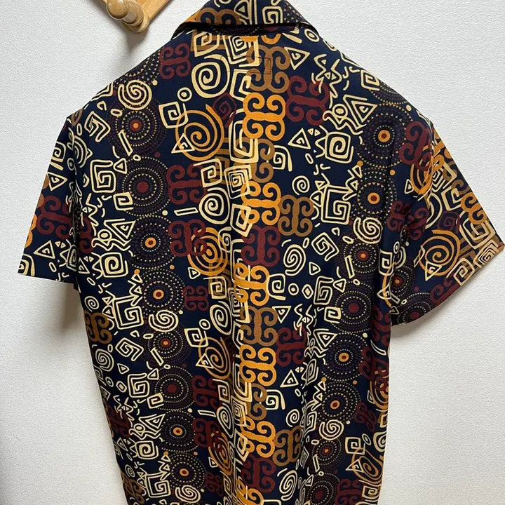 [BUNJANG] Monitaly Hawaiian Camp Shirt (Navy, Beige) - M Size / 모니탈리 하와이안 캠프 셔츠 (네이비,베이지컬러) M사이즈