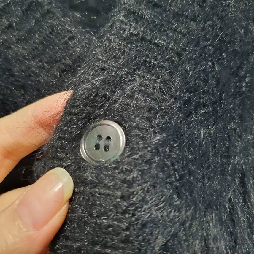 [BUNJANG] No-Manual Black Fur Knit Cardigan S / 노매뉴얼 블랙 퍼 니트 가디건 s
