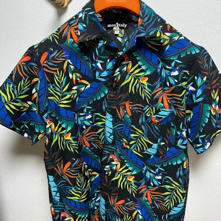 [BUNJANG] Monitaly Hawaiian Shirt (Blue, Black) - Size S / 모니탈리 하와이안 셔츠 (블루,블랙 컬러) S사이즈