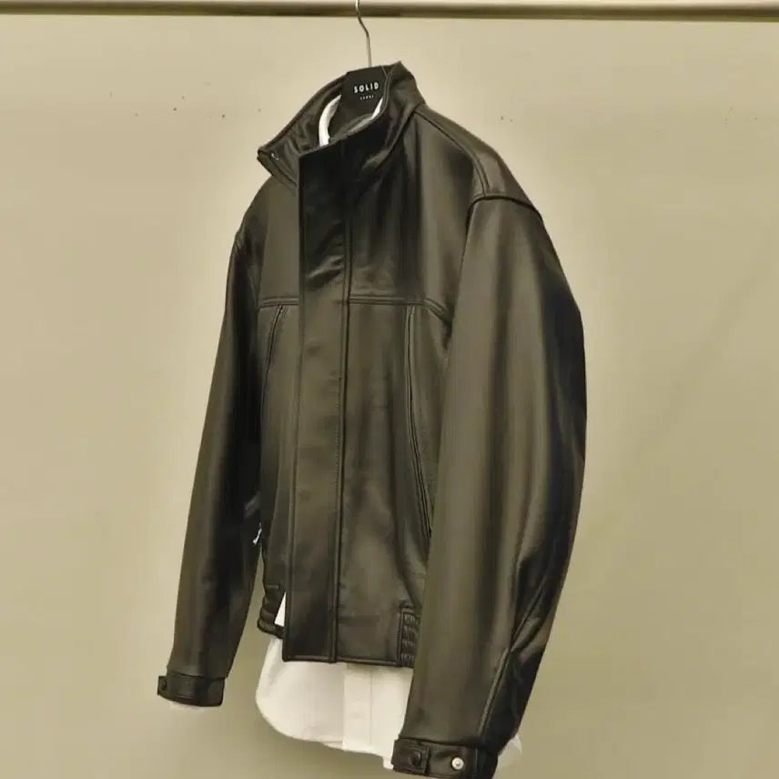 [BUNJANG] Solid Homme Leather Hooded Jacket / 솔리드옴므 후드 레더 가죽 자켓 새제품