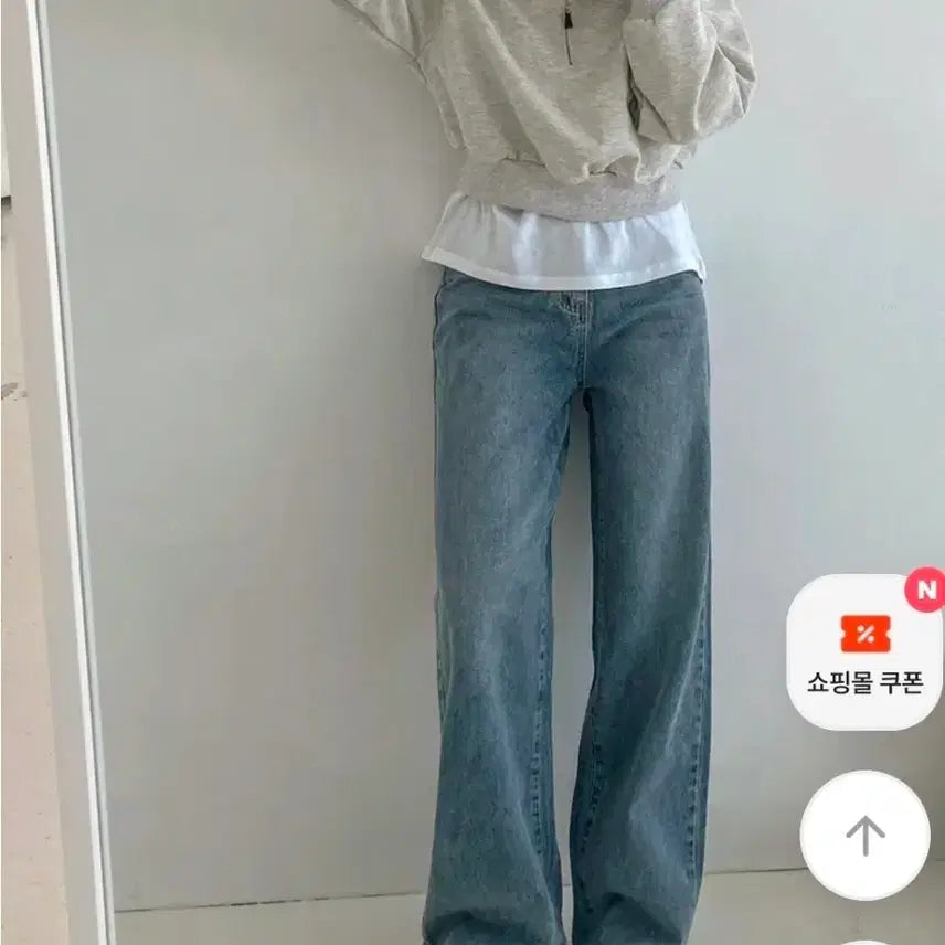 [BUNJANG] Ablly Morefit High Waist Wide Leg Denim Pants / 에이블리 모어핏 마켓 일자 와이드 하이웨스트 데님 팬츠