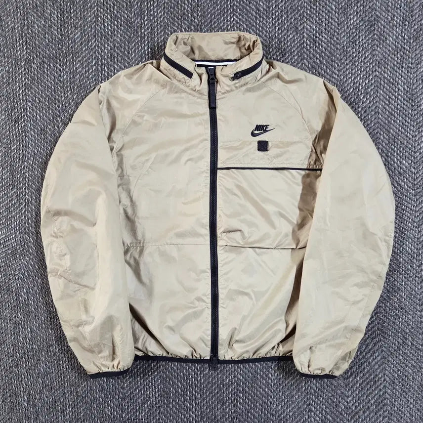 [BUNJANG] Nike Beige Woven Full-Zip Windbreaker Jacket / 나이키 베이지 우븐 풀집업 바람막이 자켓