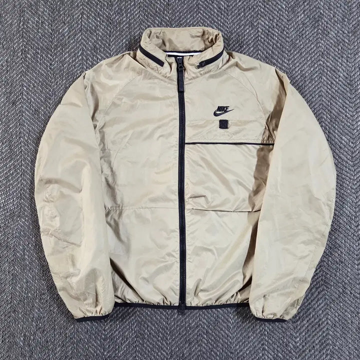 [BUNJANG] Nike Beige Woven Full-Zip Windbreaker Jacket / 나이키 베이지 우븐 풀집업 바람막이 자켓