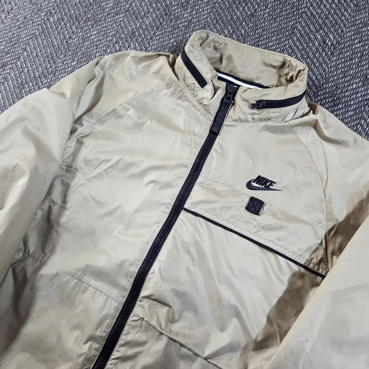 [BUNJANG] Nike Beige Woven Full-Zip Windbreaker Jacket / 나이키 베이지 우븐 풀집업 바람막이 자켓