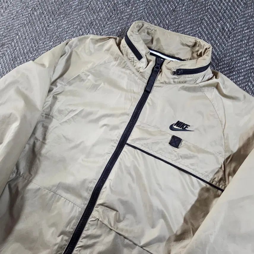 [BUNJANG] Nike Beige Woven Full-Zip Windbreaker Jacket / 나이키 베이지 우븐 풀집업 바람막이 자켓