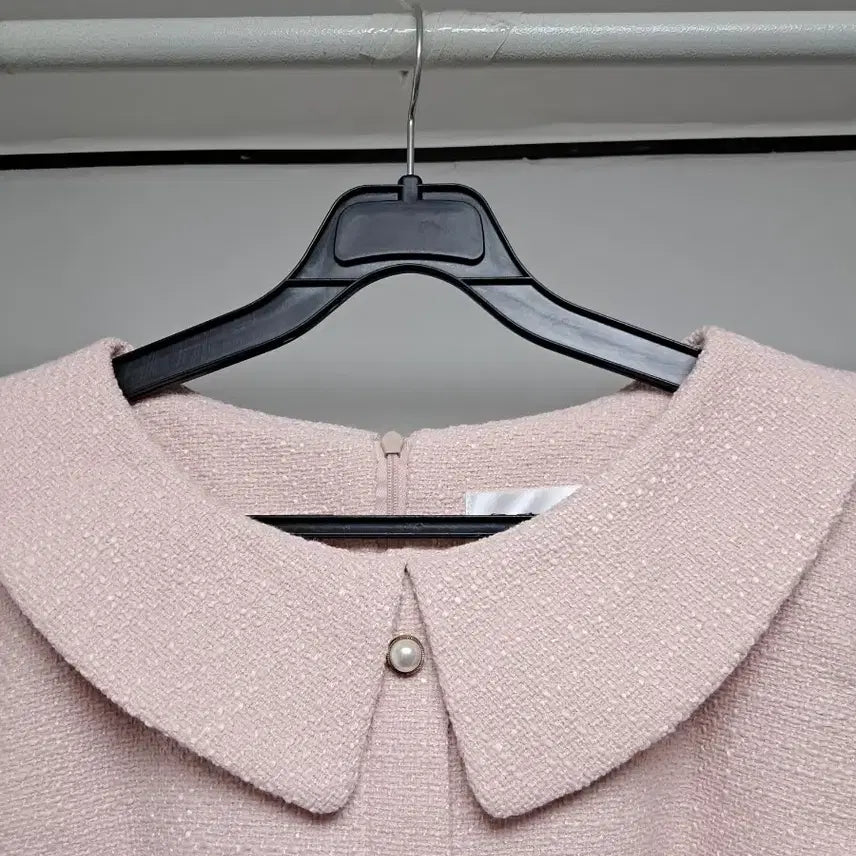[BUNJANG] La belle rose Pink Tweed Pearl Button Collar Dress / 핑크 트위드 진주 버튼 카라 원피스 La belle rose 핑크 트위드