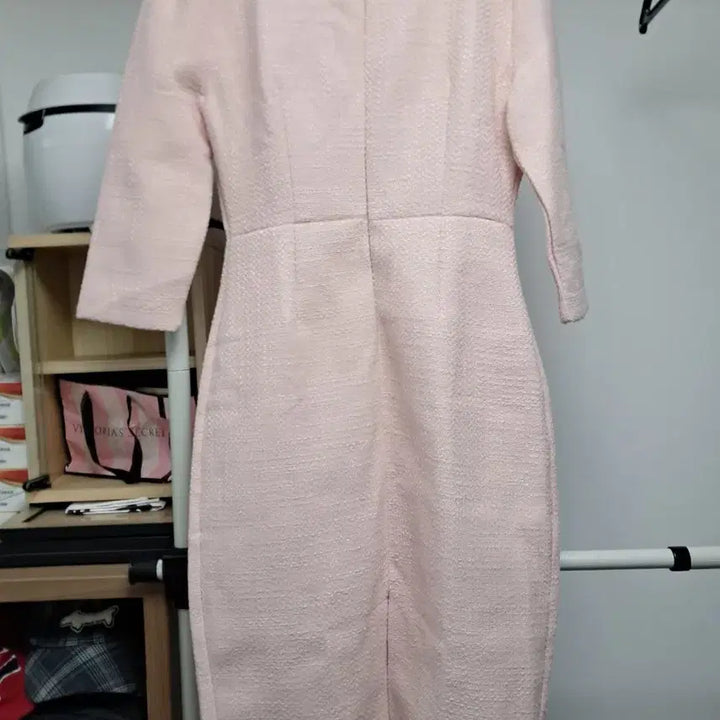 [BUNJANG] La belle rose Pink Tweed Pearl Button Collar Dress / 핑크 트위드 진주 버튼 카라 원피스 La belle rose 핑크 트위드
