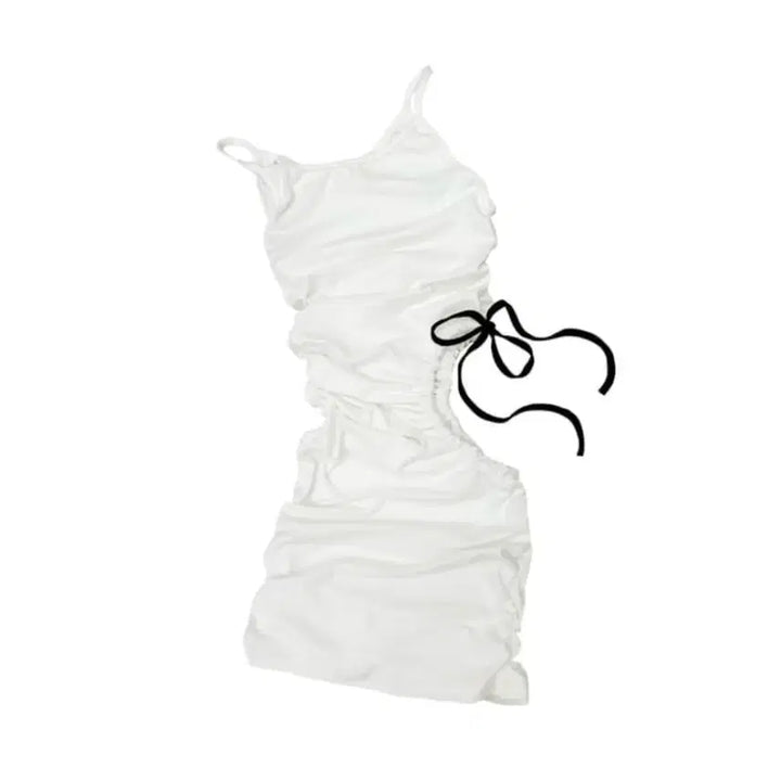 [SOLD OUT] loseseleepover 루즈슬립오버 리본 셔링 미니 드레스
